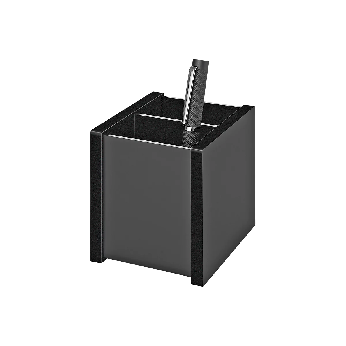 Stiftebutler black office, 2 Fächer, Acrylglas, schwarz, mit Gummifüssen