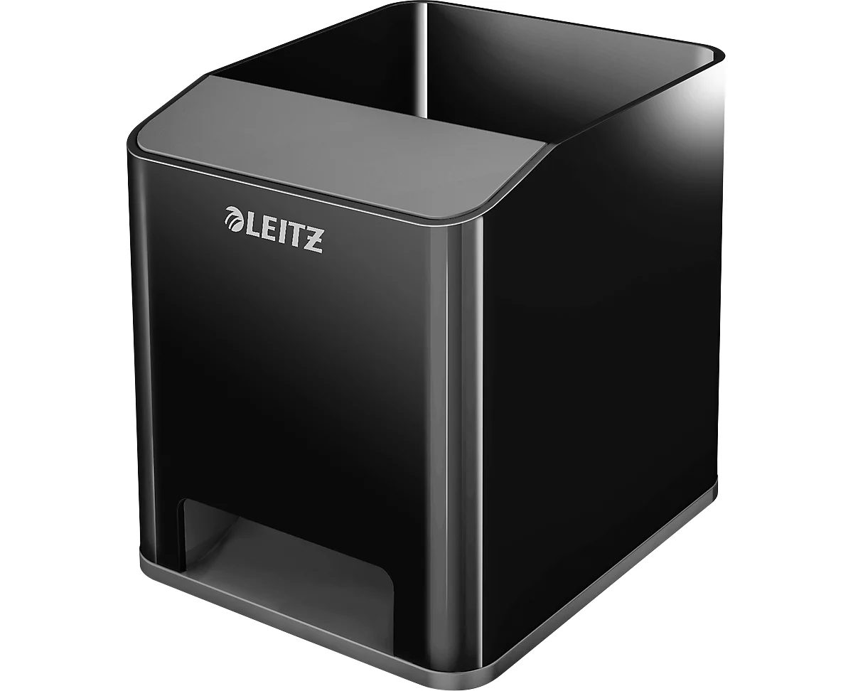Stiftehalter Leitz WOW Sound, 1 Fach, Smartphone-Fach mit Soundverstärkung, schwarz