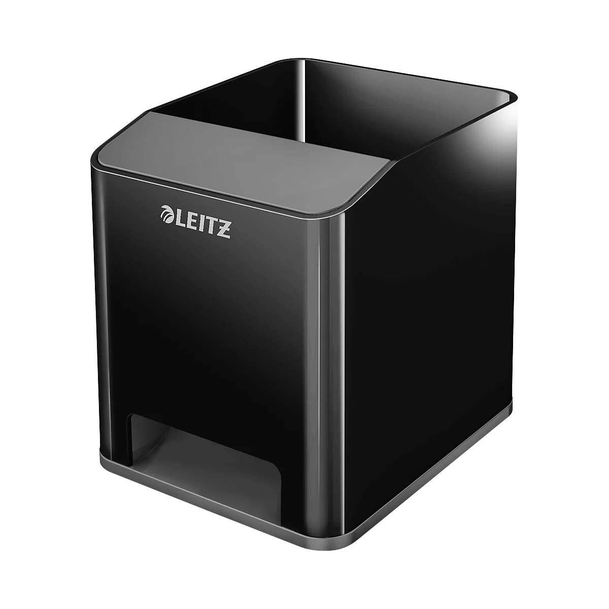 Stiftehalter Leitz WOW Sound, 1 Fach, Smartphone-Fach mit Soundverstärkung, schwarz