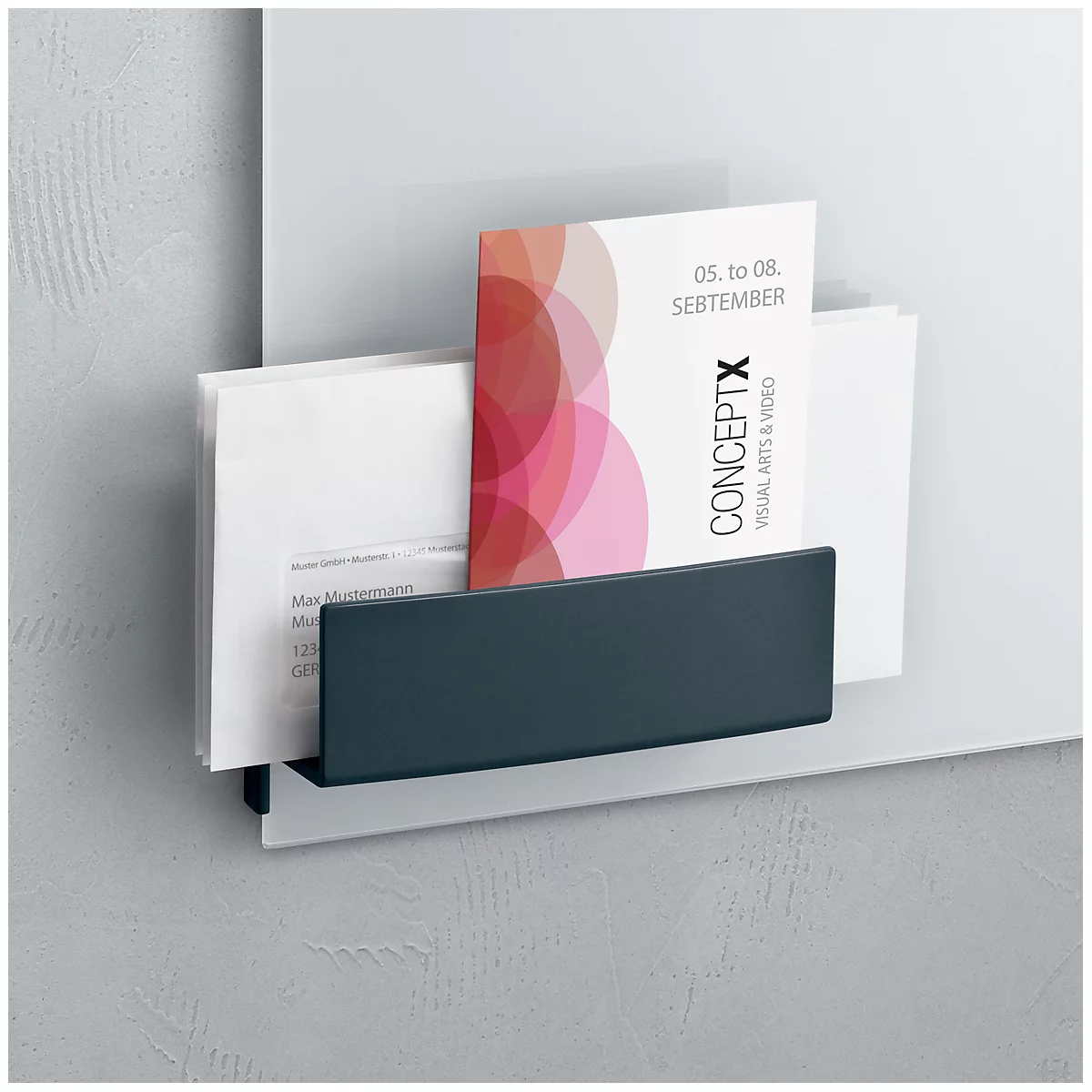 Stiftehalter Sigel Business, für Glasmagnetboards 3-5 mm, belastbar bis 500 g, magnetisch, hellgrau