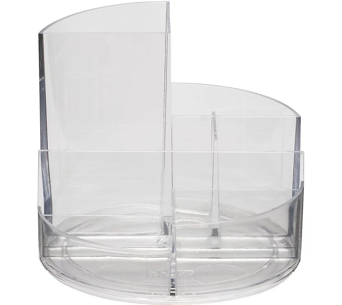 Stifteköcher MAUL MAULrundbox, 6 Fächer inkl. Zettel- & Brieffach, Ø 140 x H 125 mm, ABS-Kunststoff, glasklar