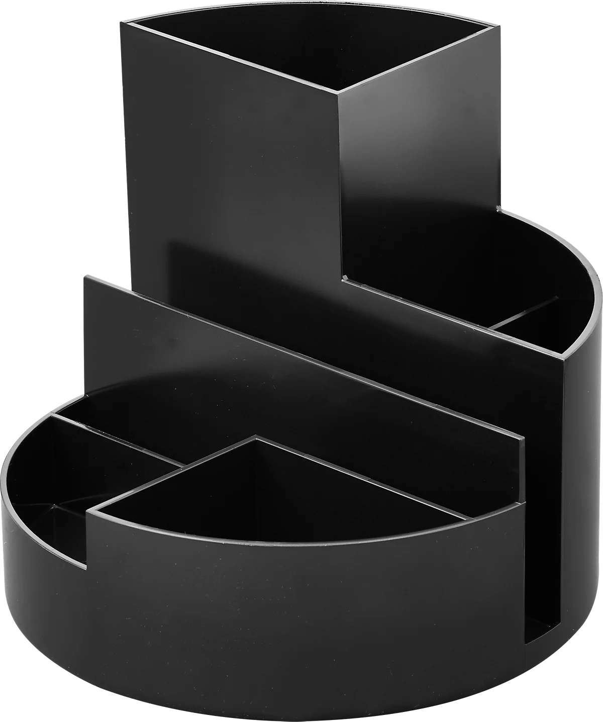 Stifteköcher MAUL MAULrundbox eco, 6 Fächer inkl. Zettel- & Brieffach, Ø 140 x H 125 mm, 90 % Recycling-Kunststoff, schwarz