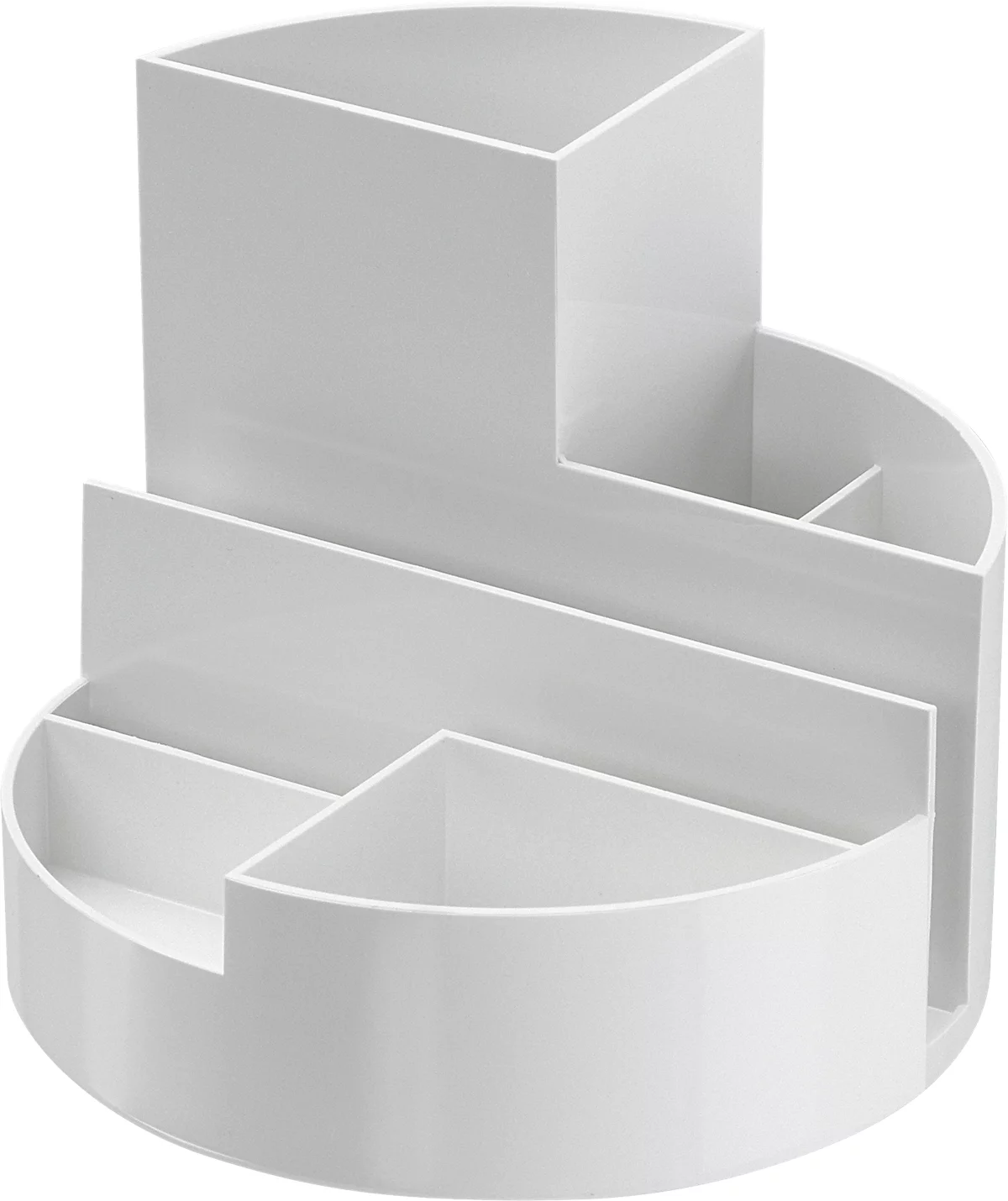 Stifteköcher MAUL MAULrundbox eco, 6 Fächer inkl. Zettel- & Brieffach, Ø 140 x H 125 mm, 90 % Recycling-Kunststoff, weiß