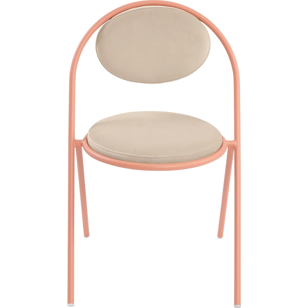 Stoelen Saturne Meet by Paperflow - B 520 x D 540 x H 820 mm - stalen buis roze - fluweel ivoor - set van 2