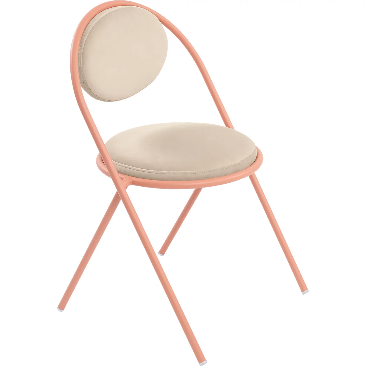 Stoelen Saturne Meet by Paperflow - B 520 x D 540 x H 820 mm - stalen buis roze - fluweel ivoor - set van 2