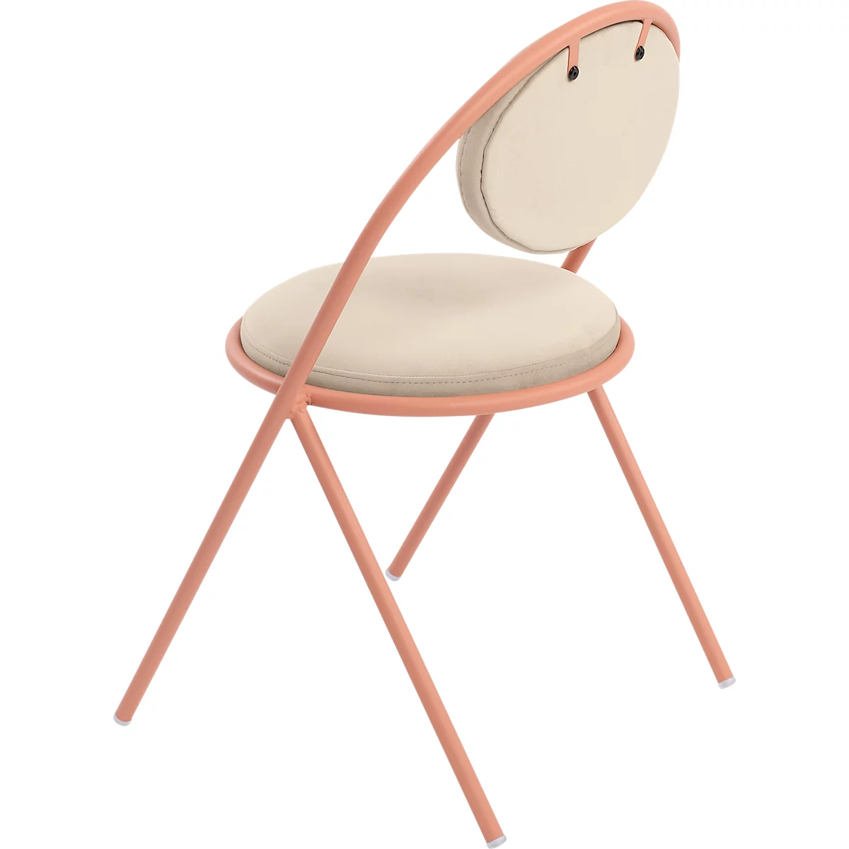 Stoelen Saturne Meet by Paperflow - B 520 x D 540 x H 820 mm - stalen buis roze - fluweel ivoor - set van 2