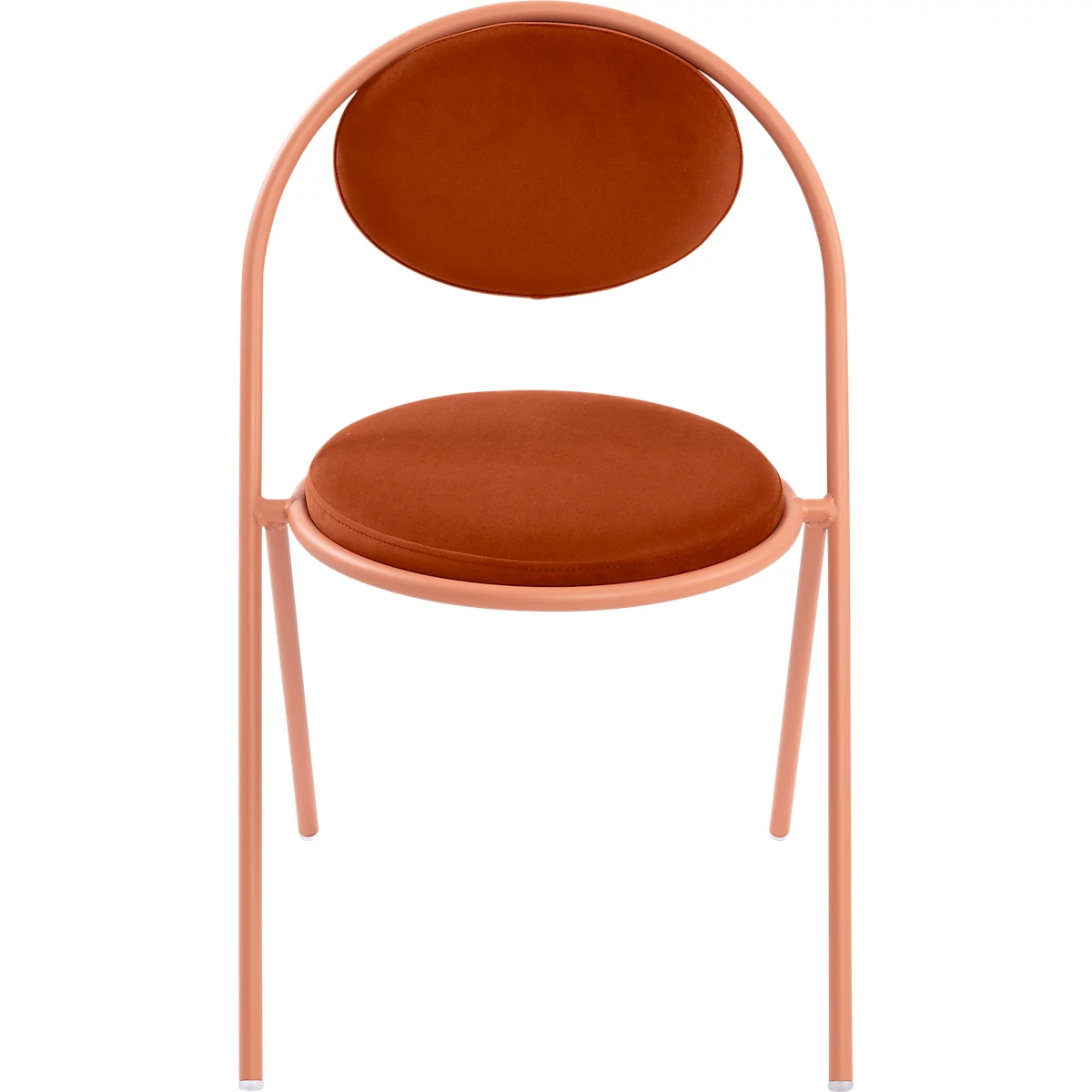 Stoelen Saturne Meet by Paperflow - B 520 x D 540 x H 820 mm - stalen buis roze - fluweel roest - set van 2