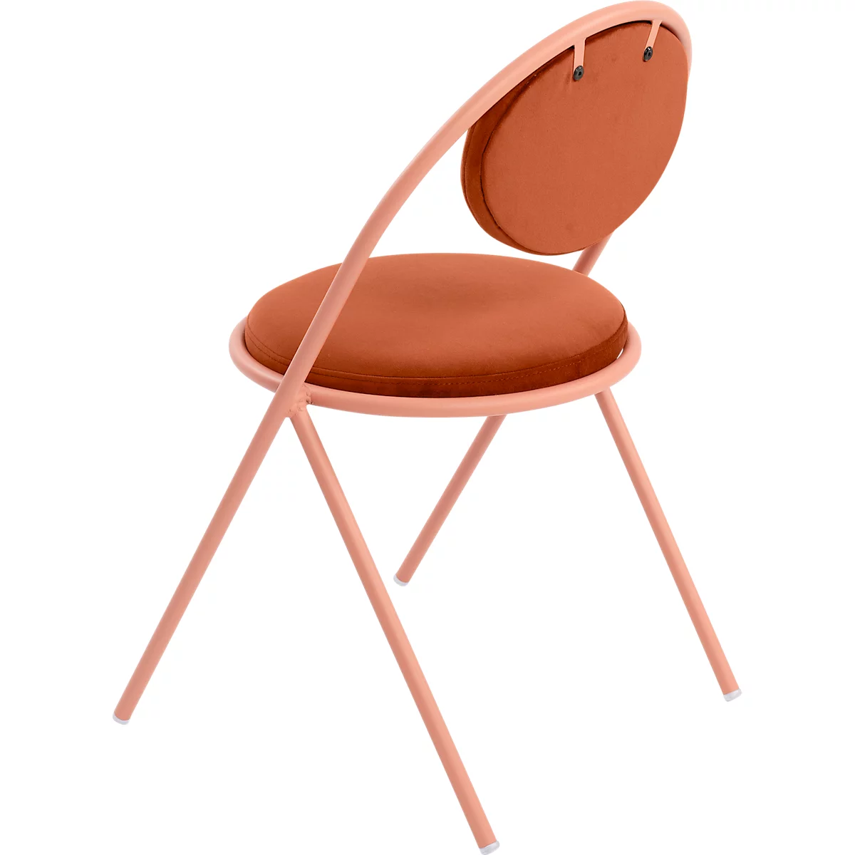 Stoelen Saturne Meet by Paperflow - B 520 x D 540 x H 820 mm - stalen buis roze - fluweel roest - set van 2