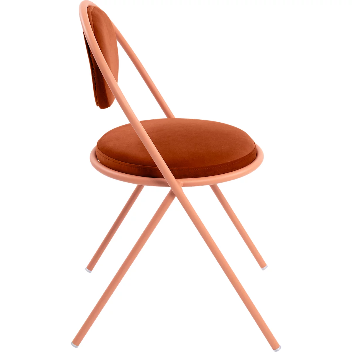 Stoelen Saturne Meet by Paperflow - B 520 x D 540 x H 820 mm - stalen buis roze - fluweel roest - set van 2