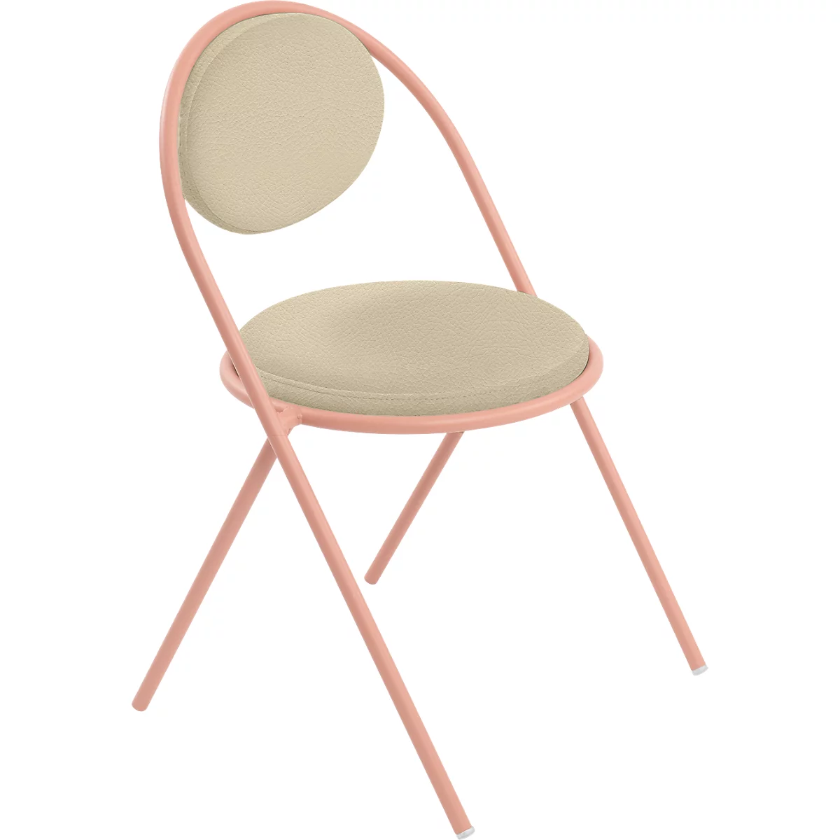 Stoelen Saturne Meet by Paperflow - B 520 x D 540 x H 820 mm - stalen buis roze - kunstleer ivoor - set van 2