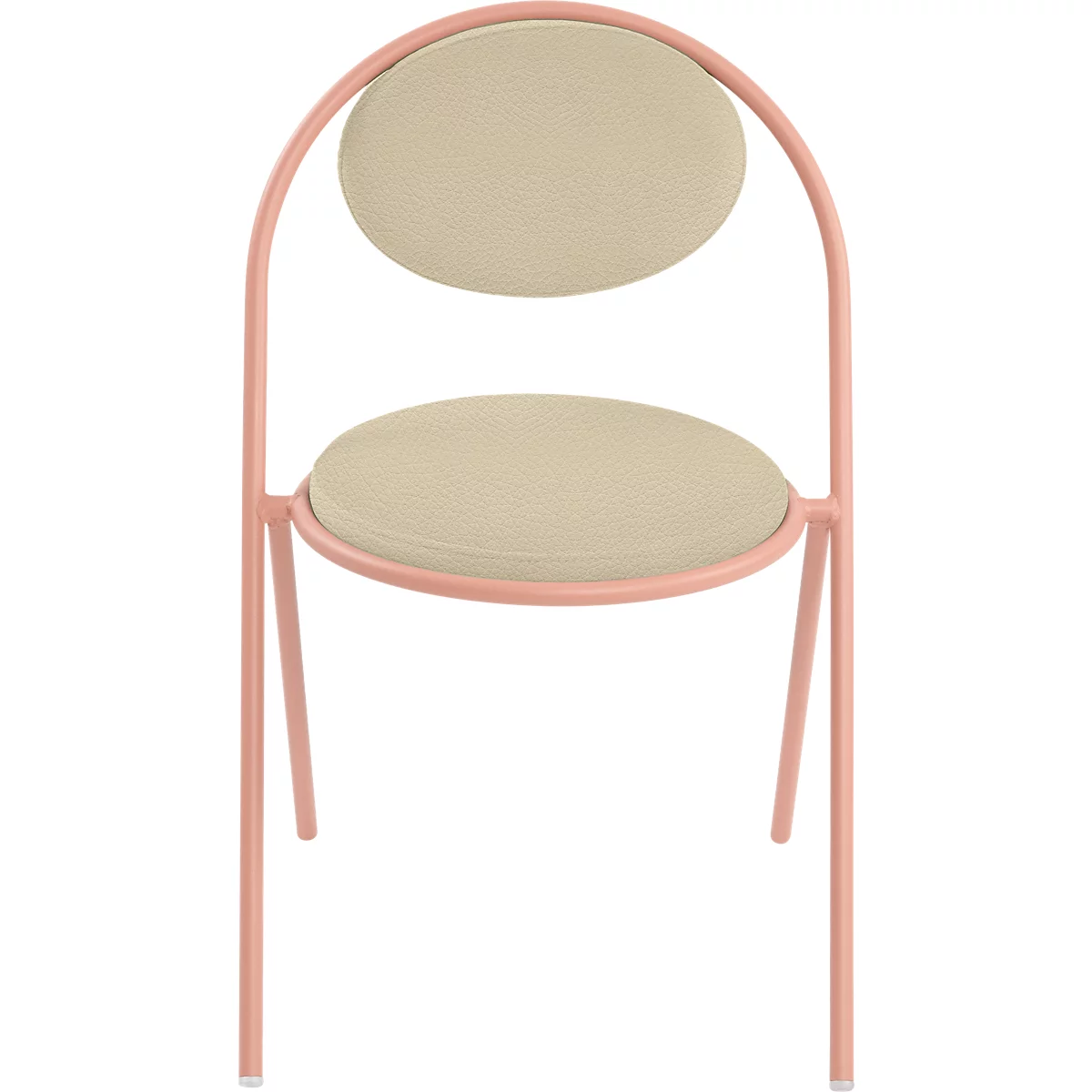 Stoelen Saturne Meet by Paperflow - B 520 x D 540 x H 820 mm - stalen buis roze - kunstleer ivoor - set van 2