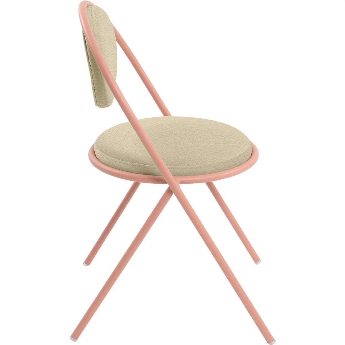 Stoelen Saturne Meet by Paperflow - B 520 x D 540 x H 820 mm - stalen buis roze - kunstleer ivoor - set van 2