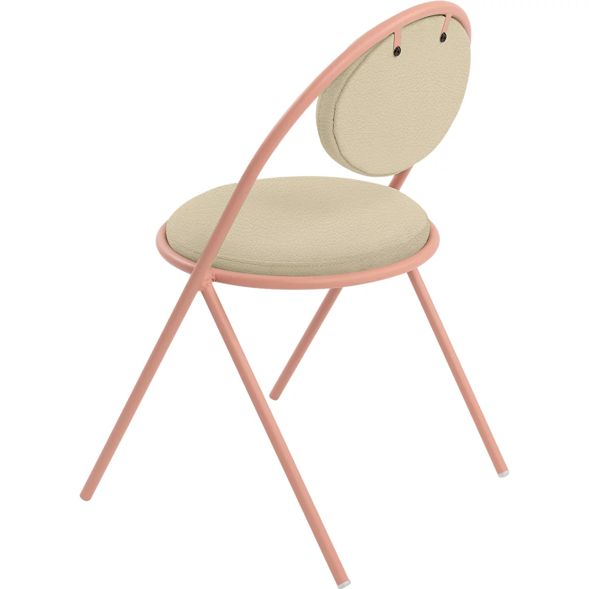 Stoelen Saturne Meet by Paperflow - B 520 x D 540 x H 820 mm - stalen buis roze - kunstleer ivoor - set van 2