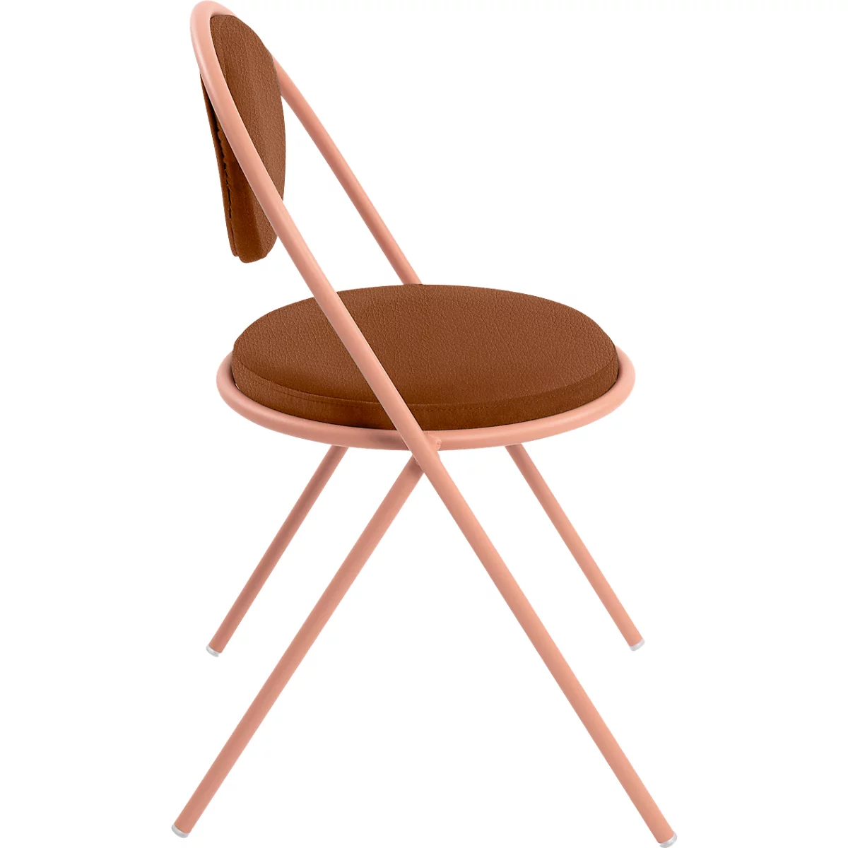 Stoelen Saturne Meet by Paperflow - B 520 x D 540 x H 820 mm - stalen buis roze - kunstleer roest - set van 2
