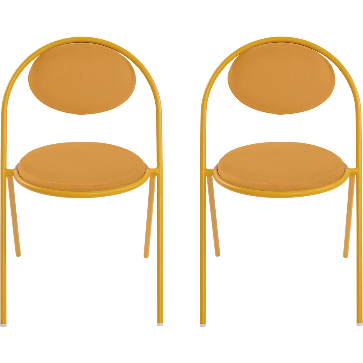 Stoelen Saturne Meet by Paperflow - B 520 x D 540 x H 820 mm - stalen buis saffraan - kunstleer saffraan - set van 2