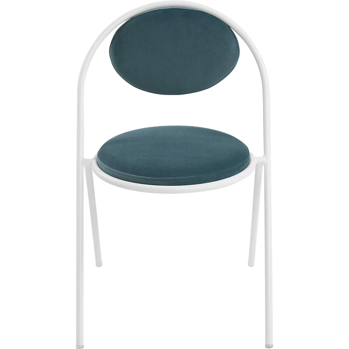 Stoelen Saturne Meet by Paperflow - B 520 x D 540 x H 820 mm - stalen buis wit - fluweel blauw - set van 2