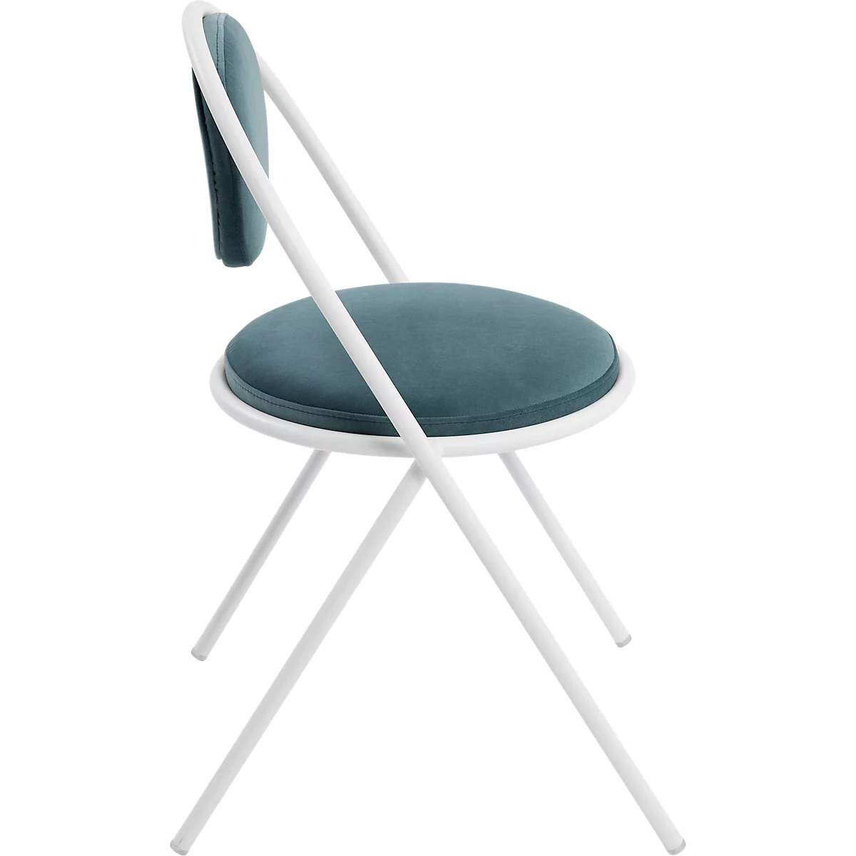 Stoelen Saturne Meet by Paperflow - B 520 x D 540 x H 820 mm - stalen buis wit - fluweel blauw - set van 2