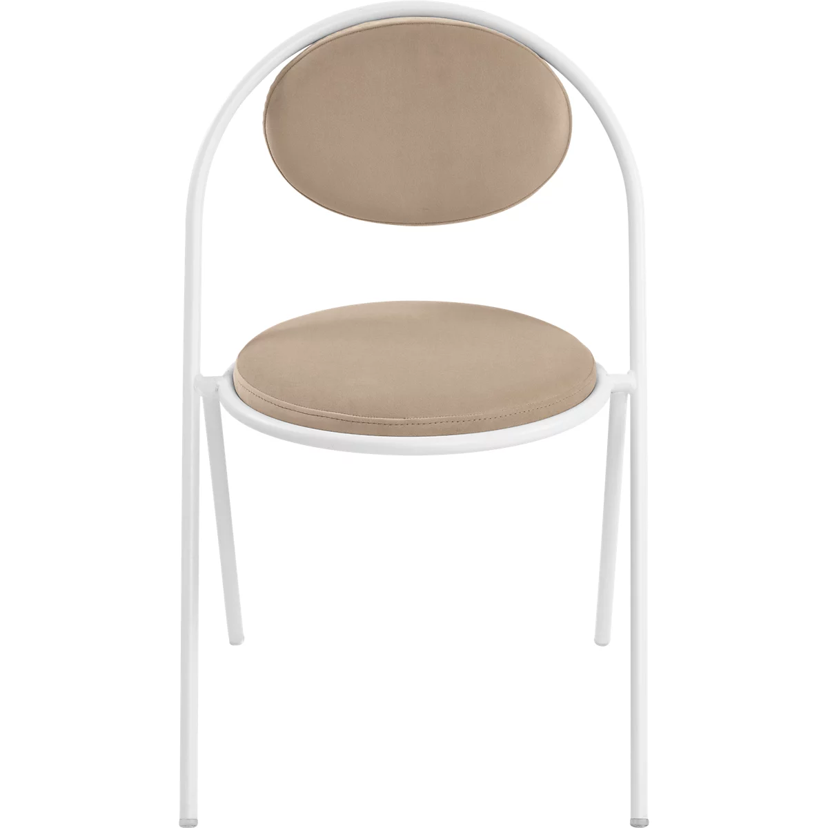 Stoelen Saturne Meet by Paperflow - B 520 x D 540 x H 820 mm - stalen buis wit - fluweel ivoor - set van 2
