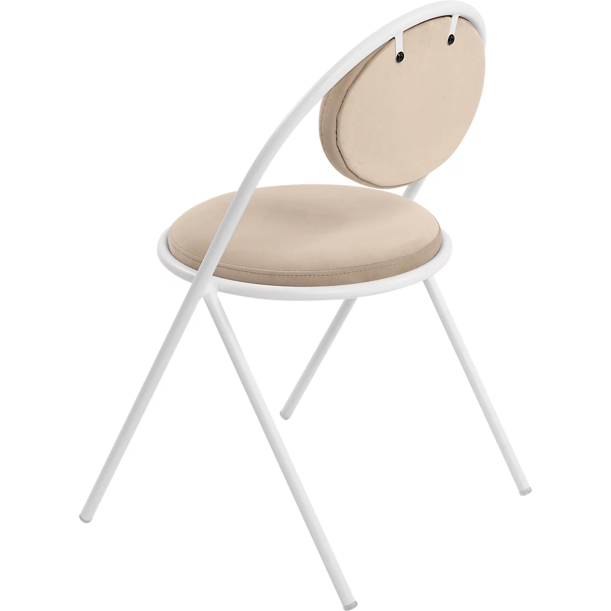 Stoelen Saturne Meet by Paperflow - B 520 x D 540 x H 820 mm - stalen buis wit - fluweel ivoor - set van 2