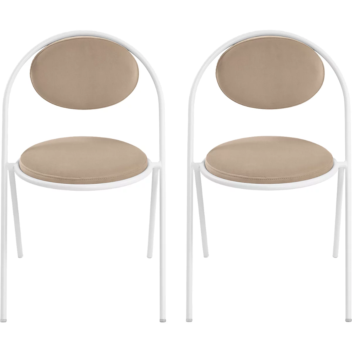 Stoelen Saturne Meet by Paperflow - B 520 x D 540 x H 820 mm - stalen buis wit - fluweel ivoor - set van 2