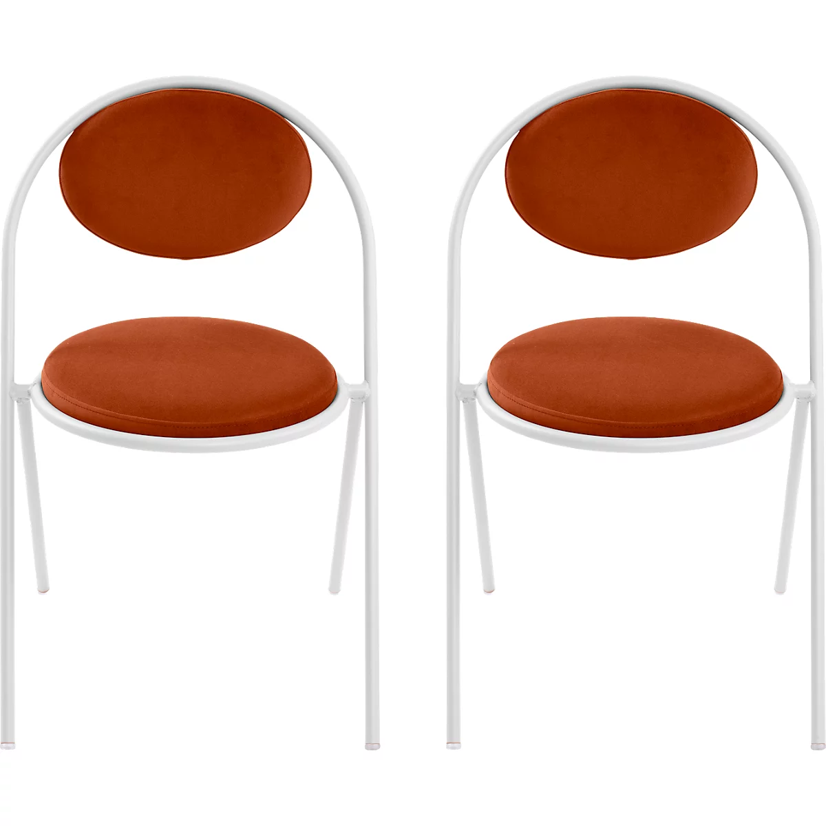 Stoelen Saturne Meet by Paperflow - B 520 x D 540 x H 820 mm - stalen buis wit - fluweel roest - set van 2