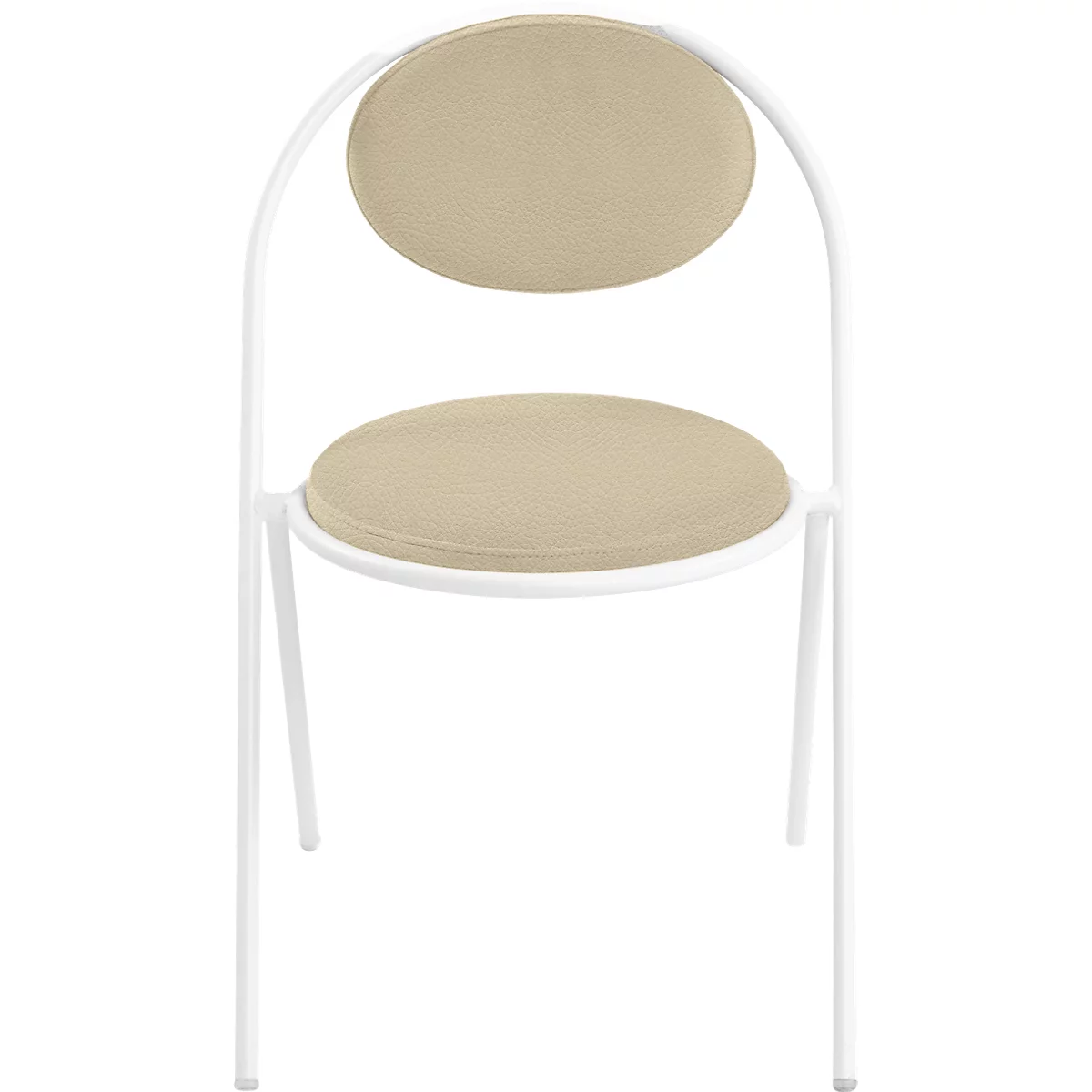 Stoelen Saturne Meet by Paperflow - B 520 x D 540 x H 820 mm - stalen buis wit - kunstleer ivoor - set van 2