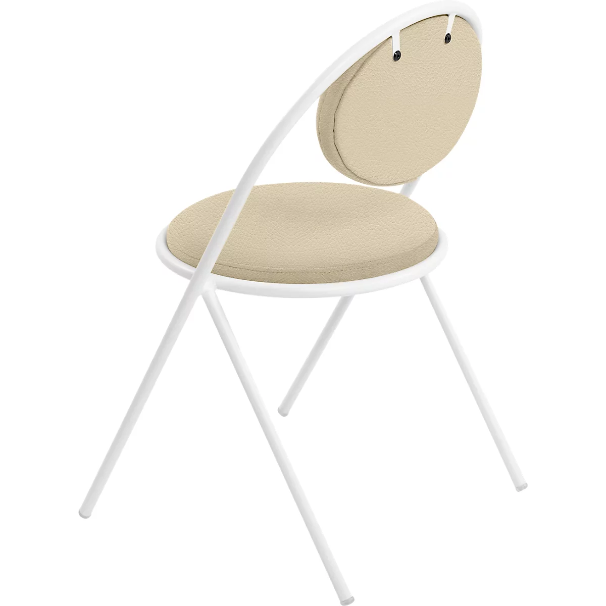 Stoelen Saturne Meet by Paperflow - B 520 x D 540 x H 820 mm - stalen buis wit - kunstleer ivoor - set van 2
