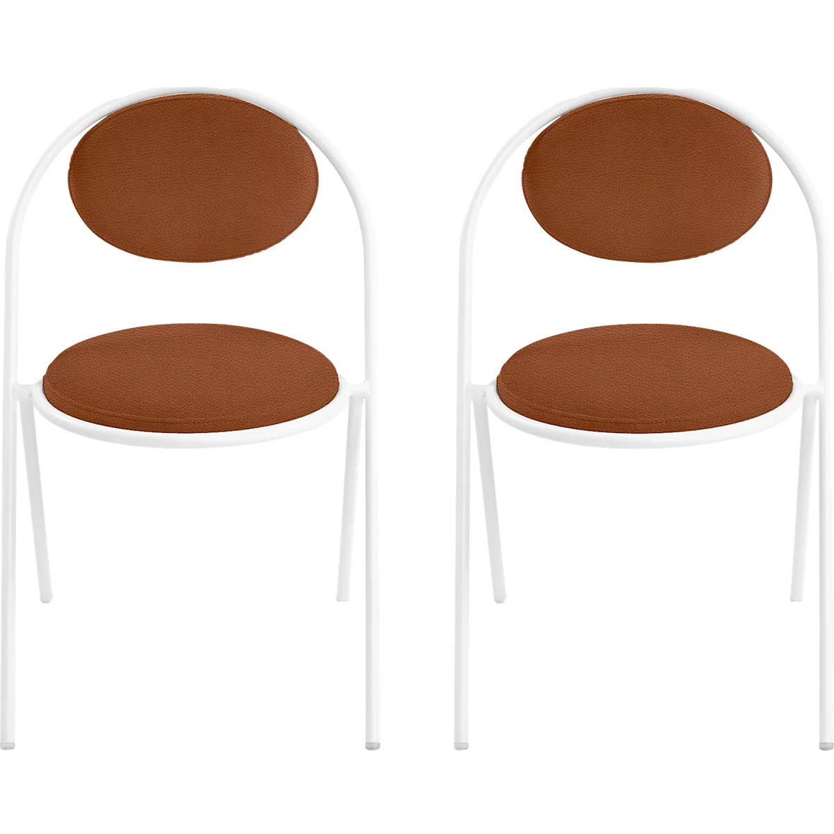 Stoelen Saturne Meet by Paperflow - B 520 x D 540 x H 820 mm - stalen buis wit - kunstleer roest - set van 2