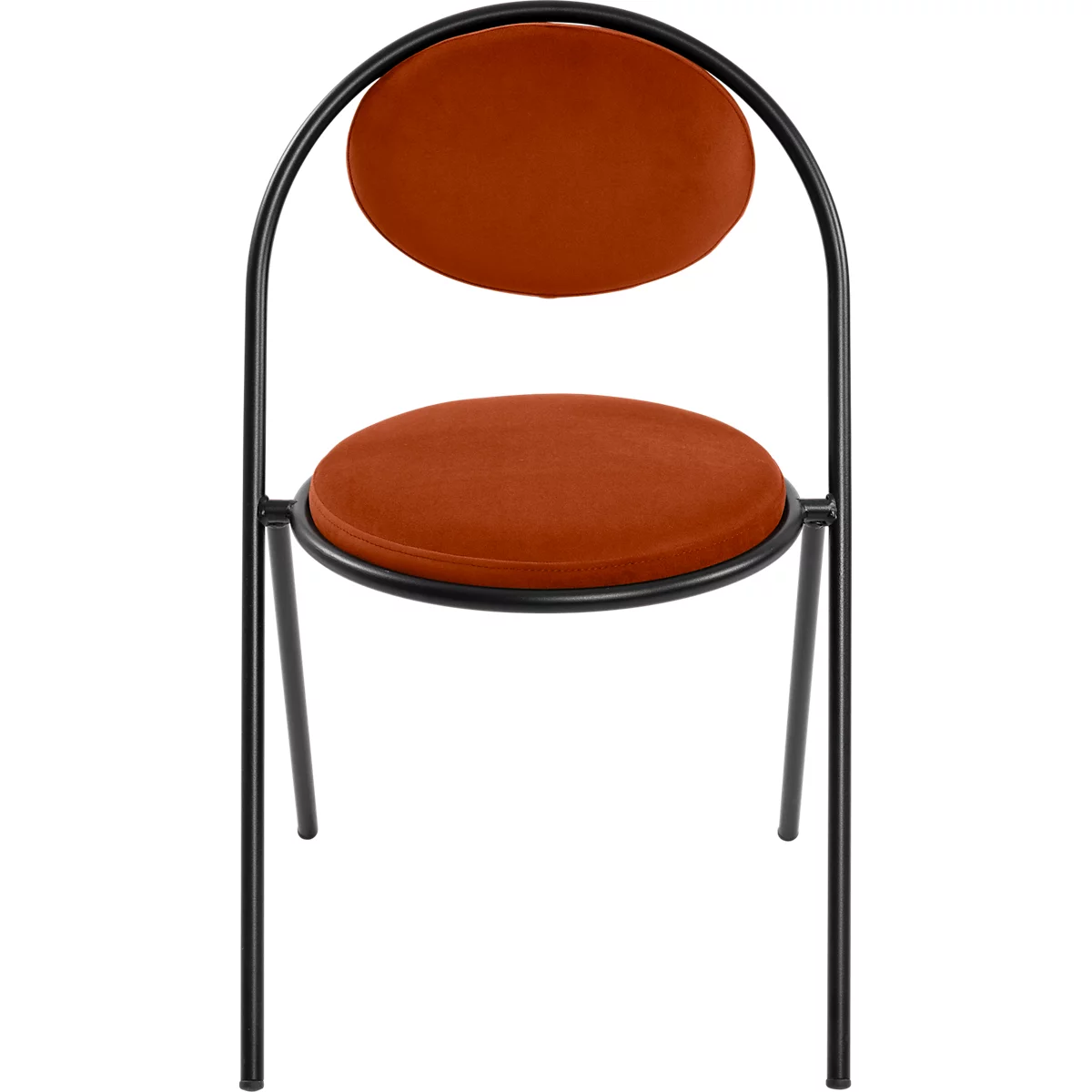 Stoelen Saturne Meet by Paperflow - B 520 x D 540 x H 820 mm - stalen buis zwart - fluweel roest - set van 2