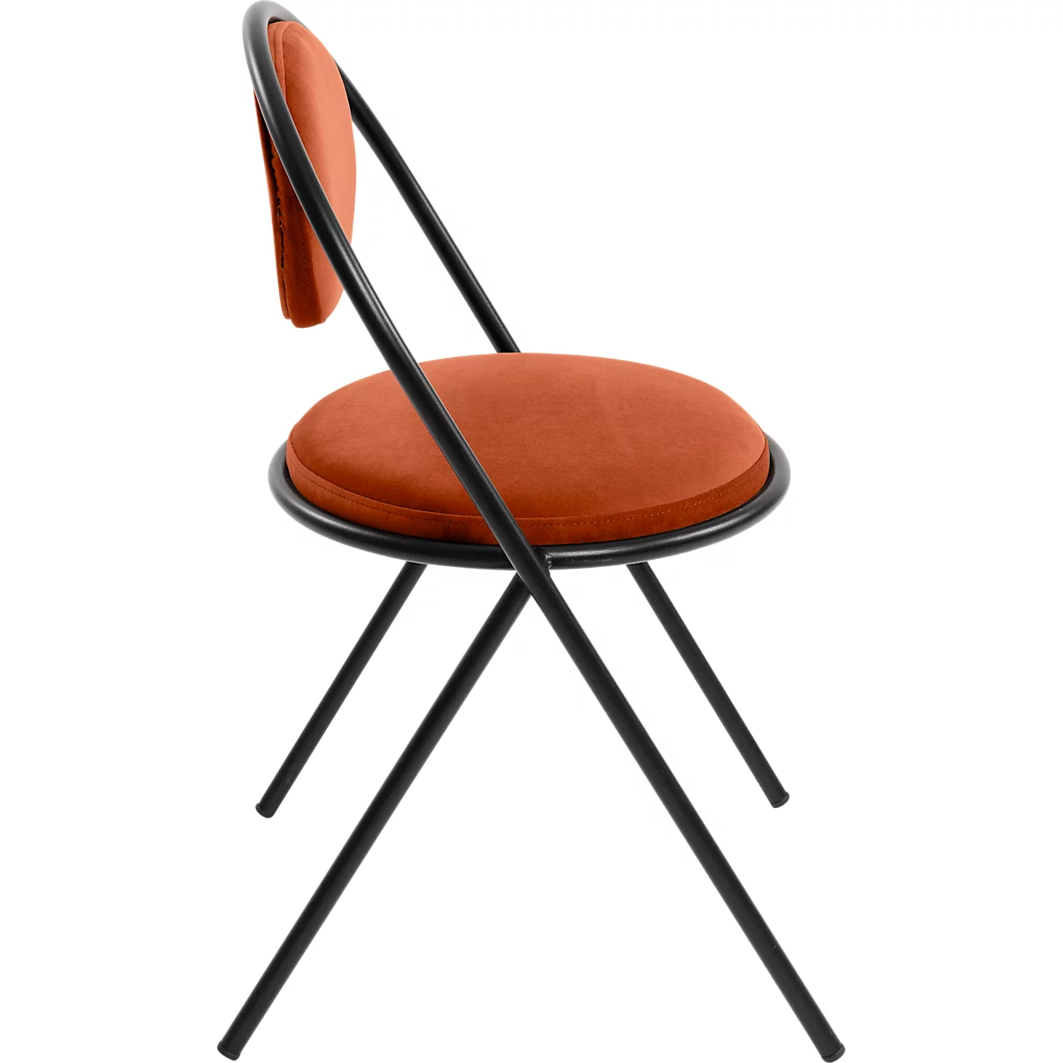 Stoelen Saturne Meet by Paperflow - B 520 x D 540 x H 820 mm - stalen buis zwart - fluweel roest - set van 2