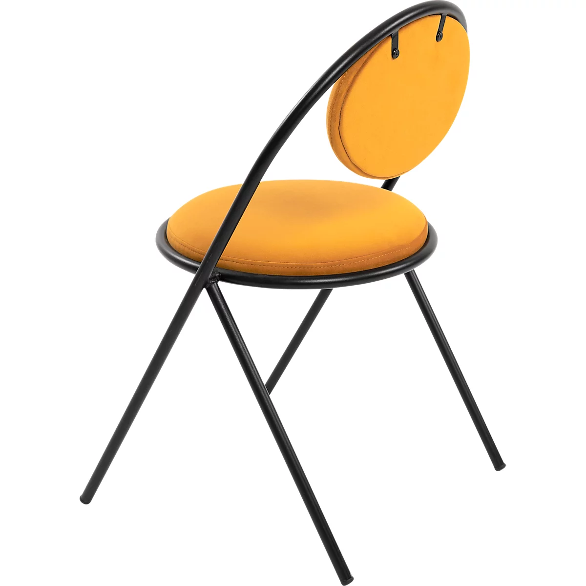 Stoelen Saturne Meet by Paperflow - B 520 x D 540 x H 820 mm - stalen buis zwart - fluweel saffraan - set van 2