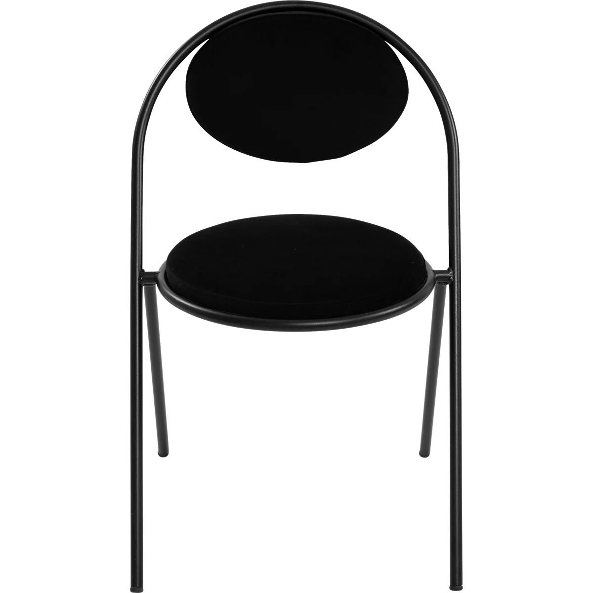 Stoelen Saturne Meet by Paperflow - B 520 x D 540 x H 820 mm - stalen buis zwart - fluweel zwart - set van 2
