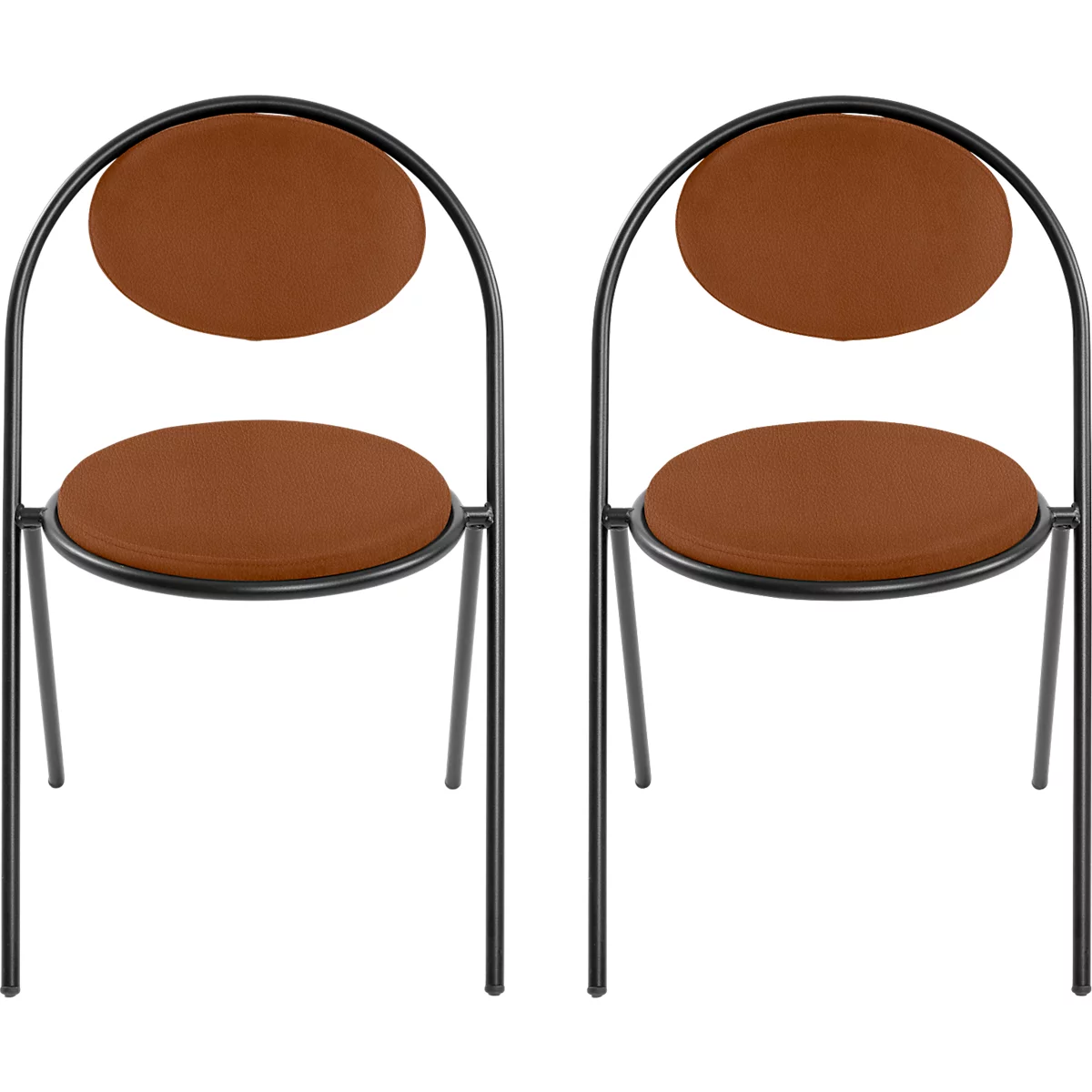 Stoelen Saturne Meet by Paperflow - B 520 x D 540 x H 820 mm - stalen buis zwart - kunstleer roest - set van 2