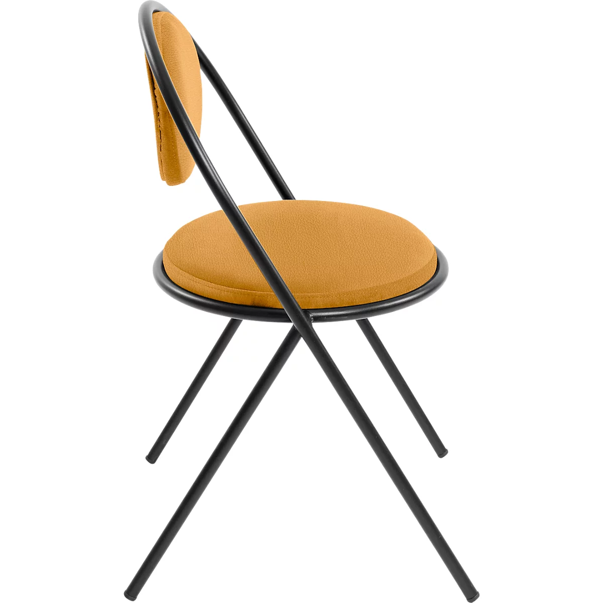 Stoelen Saturne Meet by Paperflow - B 520 x D 540 x H 820 mm - stalen buis zwart - kunstleer saffraan - set van 2