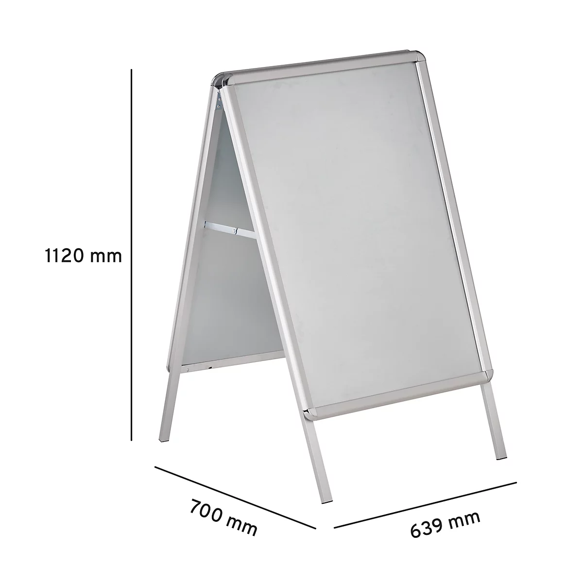 Stoepbord - B 639 x D 700 x H 1120 mm - voor A1- formaat - aan beide zijden te gebruiken - anti-reflectiefolie - weerbestendig (geleverd zonder poster)