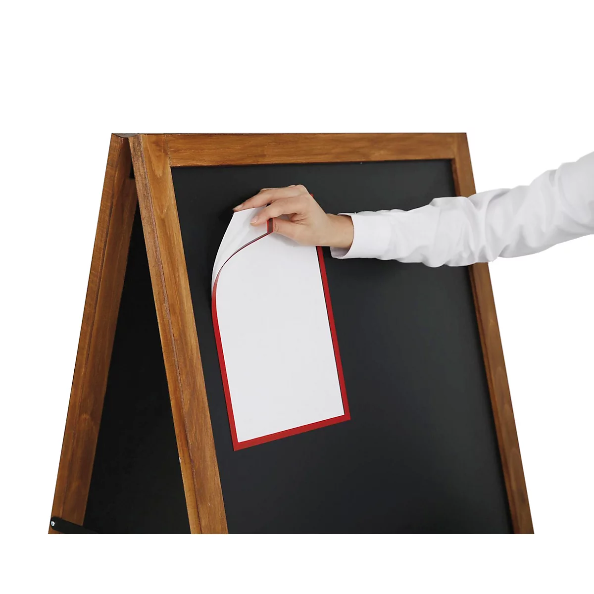 Stoepbord Economy outdoor - MDF - B 540 x H 950 mm – magnetisch - 2 beschrijfbare zijden - beuken