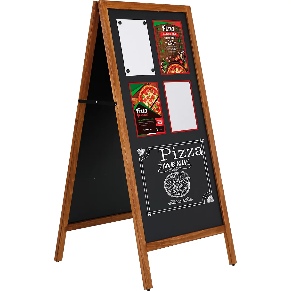 Stoepbord Economy outdoor - MDF - B 540 x H 950 mm – magnetisch - 2 beschrijfbare zijden - beuken