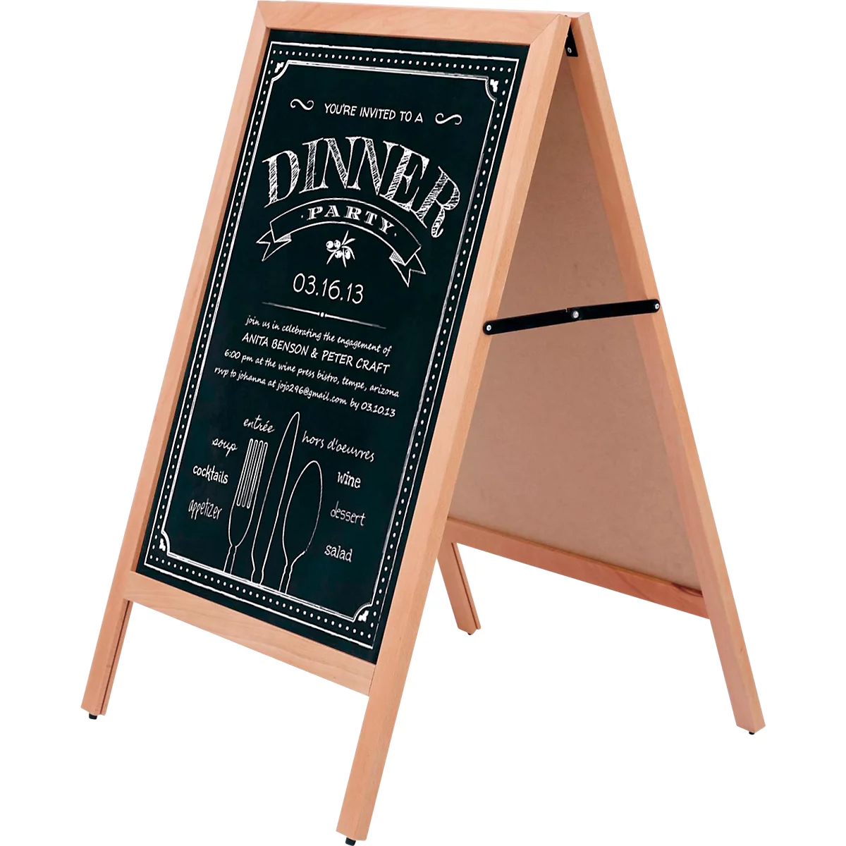 Stoepbord Economy outdoor - MDF - B 670 x H 1030 mm – magnetisch - 2 beschrijfbare zijden - beuken