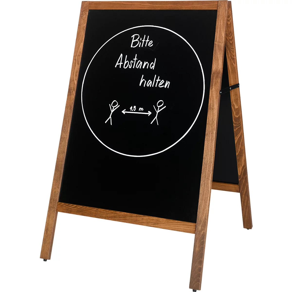 Stoepbord MULTI met magneetfolie, voor binnen en buiten, B 704 x D 750 x H 1150 m, 2 zijden, schoolbord en beukenhout