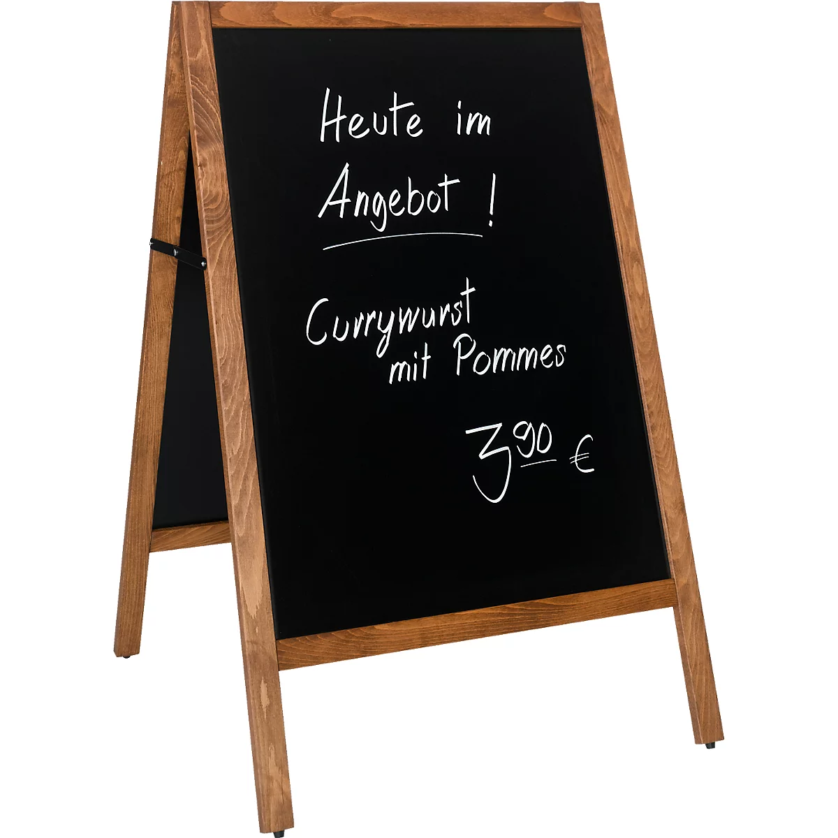 Stoepbord MULTI met magneetfolie, voor binnen en buiten, B 704 x D 750 x H 1150 m, 2 zijden, schoolbord en beukenhout