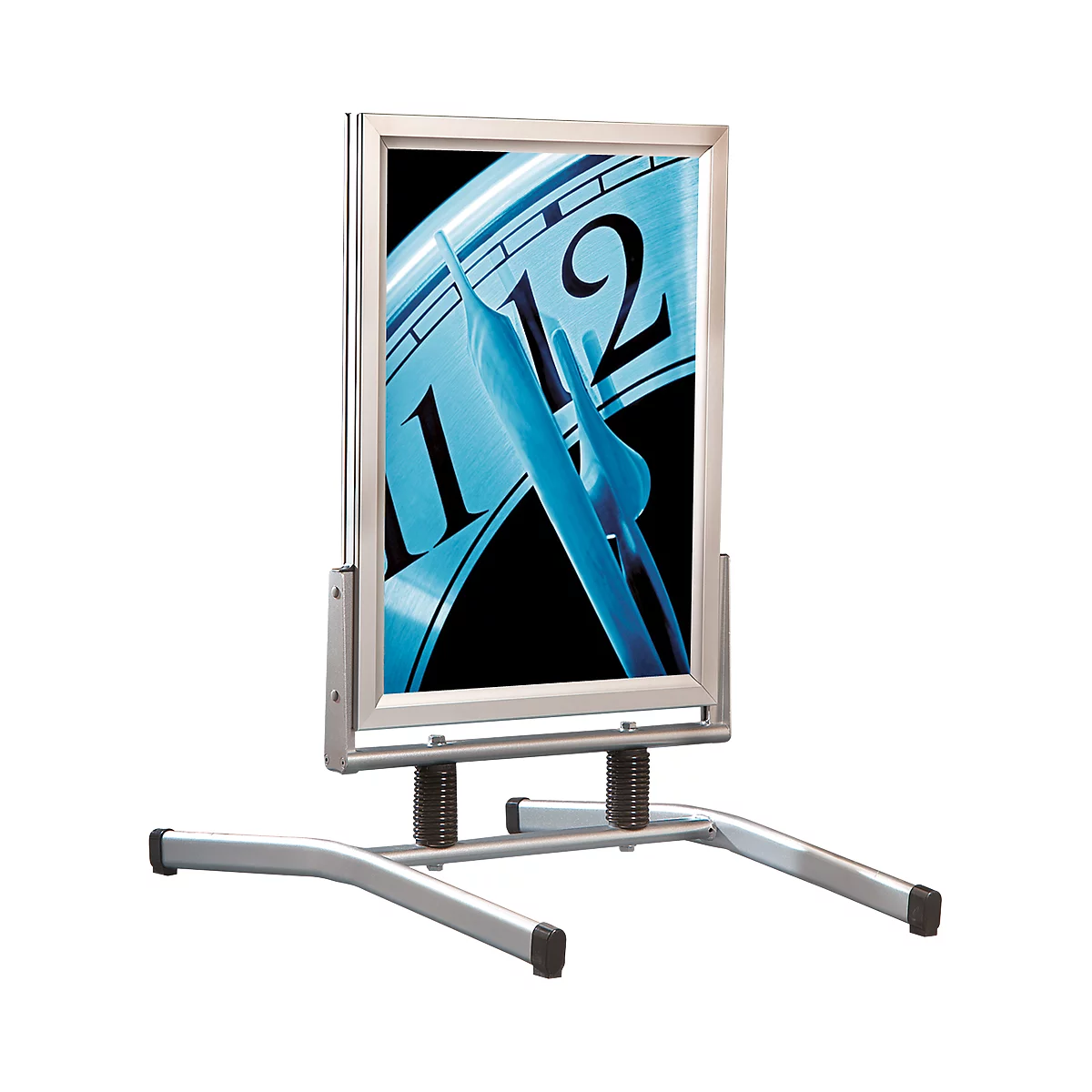 Stoepbord SwingMaster - aluminium geëloxeerd - B 728 x H 1150 mm - voor A1-formaat – weerbestendig - zilverkleur