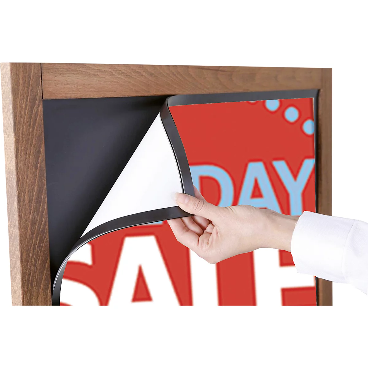Stoepbord WindPro WOOD – hout – B 460 x H 680 mm – voor A1 formaat – weerbestendig - wielen -grenen 