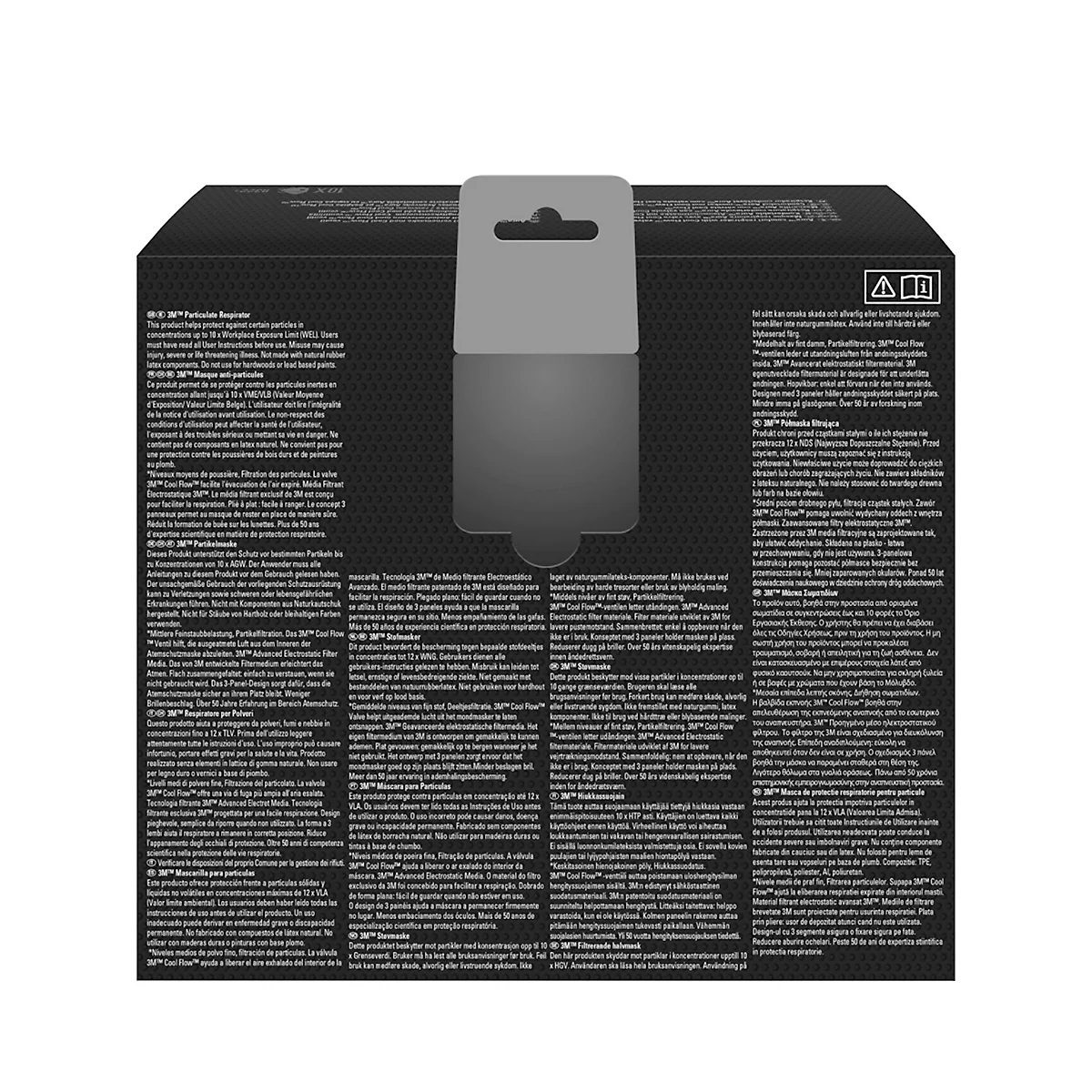 Witte 3M Aura 9322+ ademhalingsmasker met logo en ventiel, op witte achtergrond.