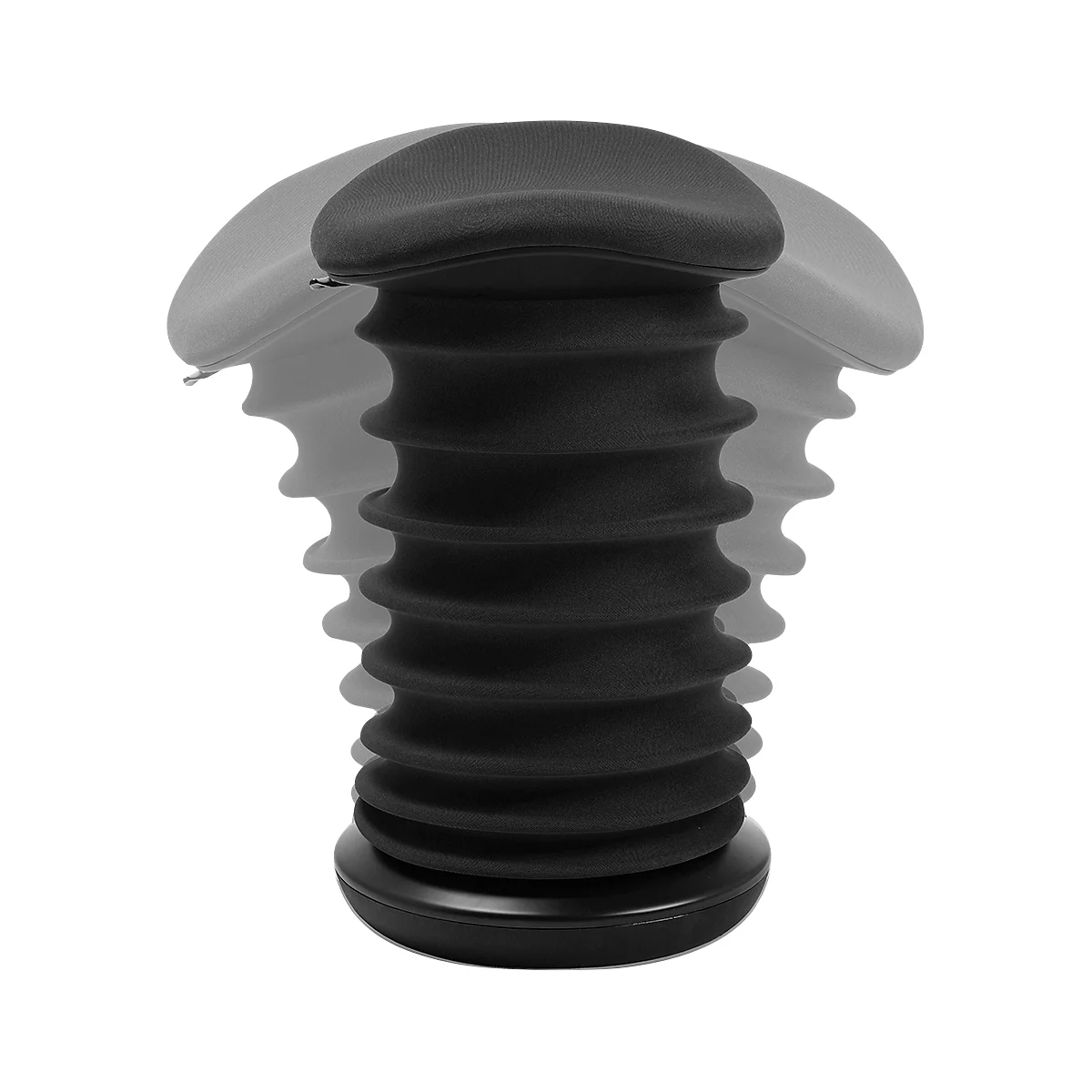 A black flexible stool designed for improved posture. The stool is shown on a white background.