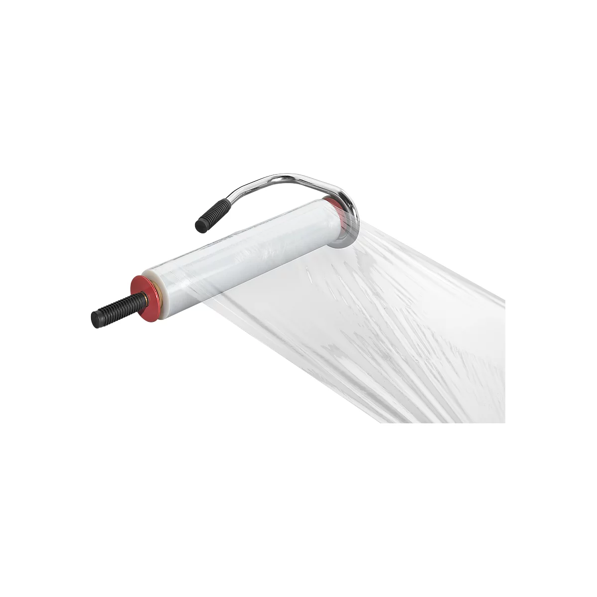 Ein Wickelgerät mit Folie, das Folie abrollt.