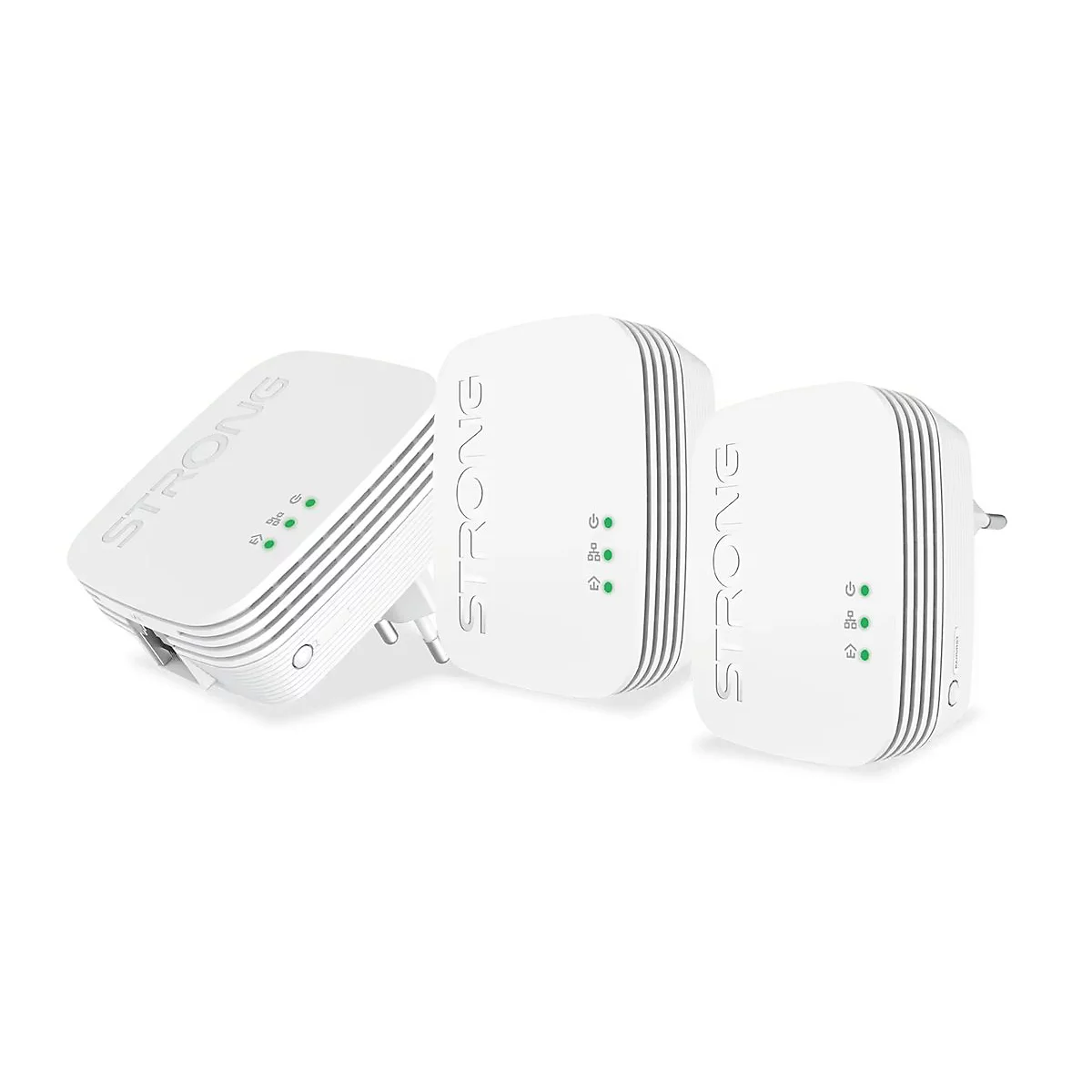 Strong Powerline 600 Triple - Mini - Powerline Adapterkit HomePlug AV (HPAV) - - an Wandsteckdose anschließbar