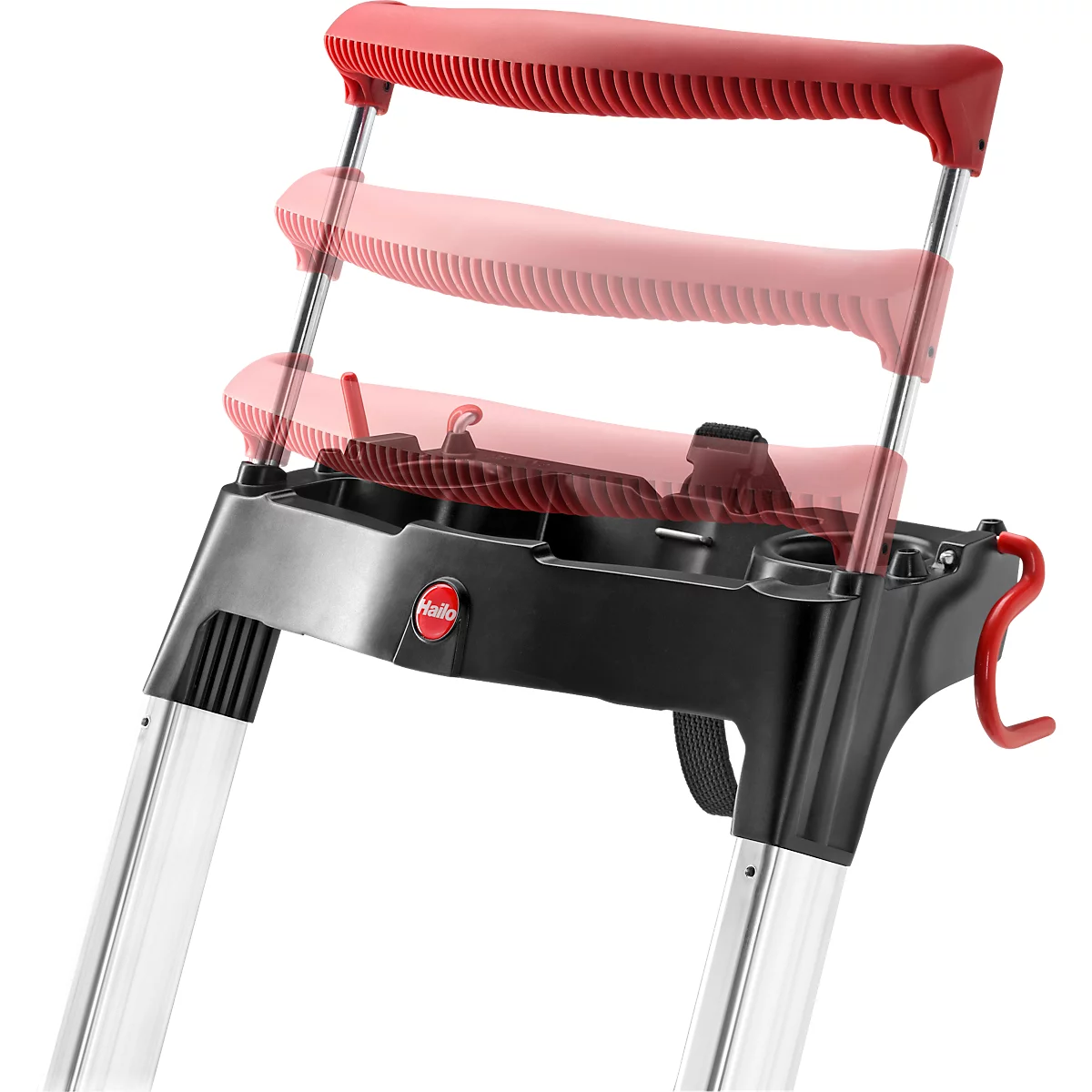 Stufen-Stehleiter Hailo L100, EN 131, mit Multifunktionsschale & Haltebügel, bis 150 kg, 4 Stufen