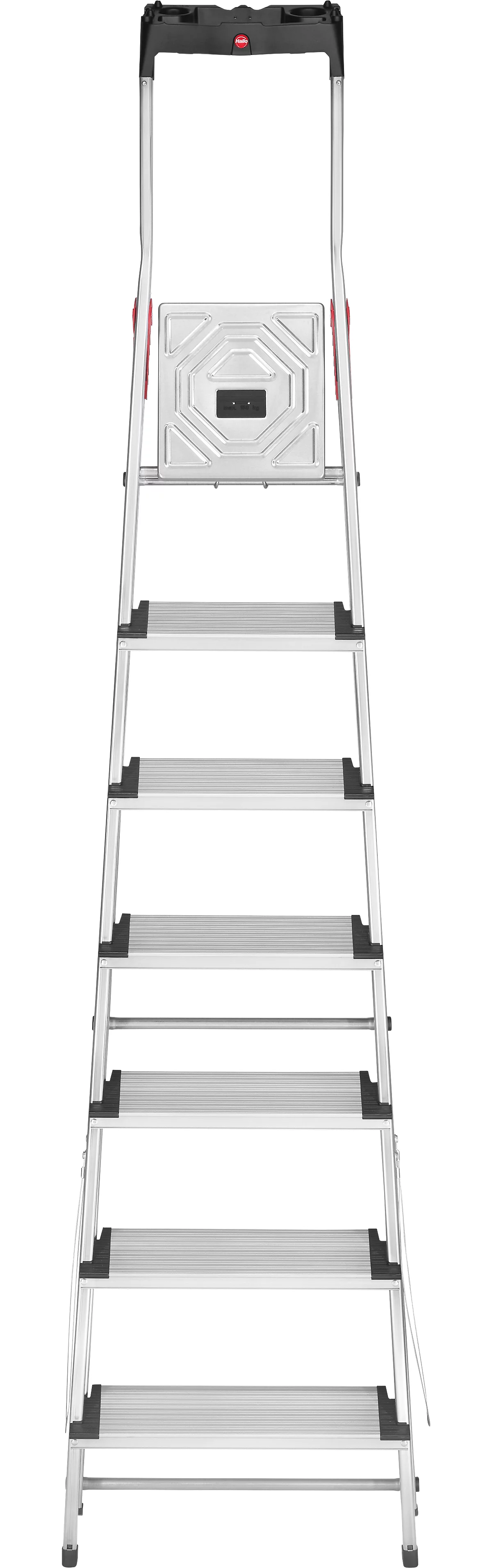 Stufenstehleiter Hailo L80 ComfortLine, EN 131, mit Multifunktionsschale & XXL-Stufen, bis 150 kg, 7 Stufen