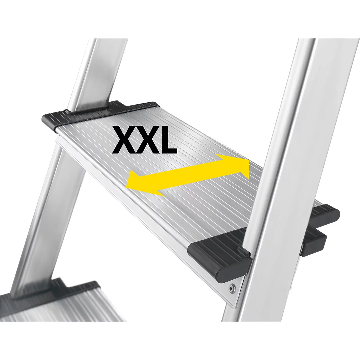 Stufenstehleiter Hailo L80, EN 131, mit Multifunktionsschale & XXL-Stufen, bis 150 kg, 8 Stufen