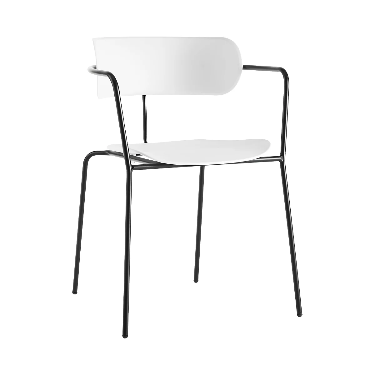 Stuhl BISTRO, Stahlrohr/PP, versch. Farben, B 535 x T 545 x H 760 mm, 4 Stück, weiss